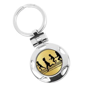 Silver Sports Day Round Keyring 40mm