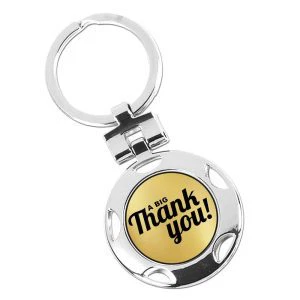 Silver Thank You Big Round Keyring 40mm