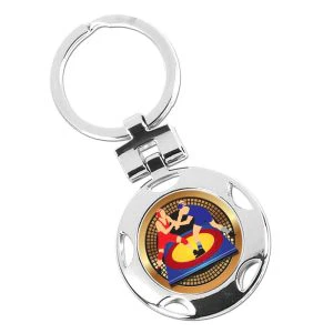 Silver Wrestling Colourful Round Keyring 40mm