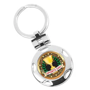 Silver School Sports Day Round Keyring 40mm
