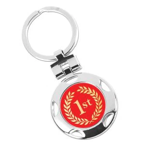 Silver Position 1st Place Round Keyring 40mm