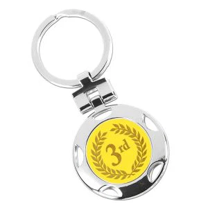 Silver Position 3rd Place Round Keyring 40mm