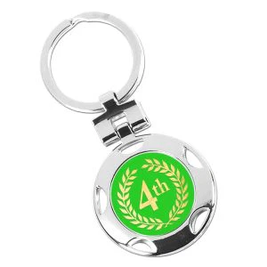 Silver Position 4th Place Round Keyring 40mm