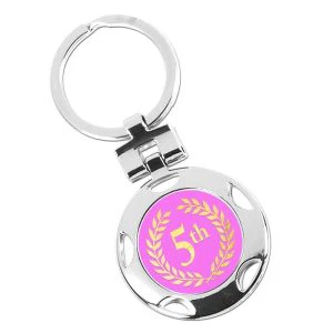 Silver Position 5th Place Round Keyring 40mm