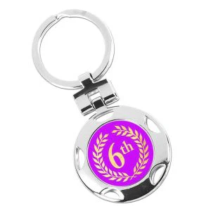 Silver Position 6th Place Round Keyring 40mm