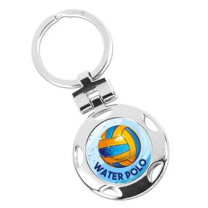 Silver Water Polo Colour Round Keyring 40mm