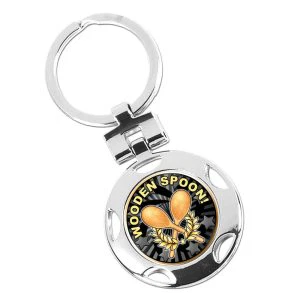 Silver Booby Prize Wooden Spoon Round Keyring 40mm