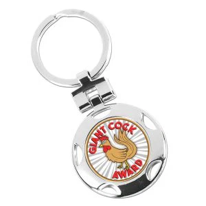 Silver Giant Cock Award Round Keyring 40mm