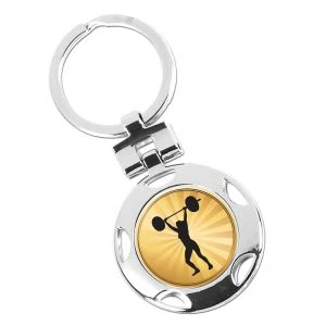 Silver Weightlifting Female Round Keyring 40mm
